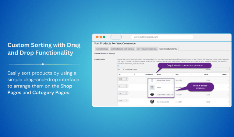 Custom Sorting with Drag and Drop WooCommerce