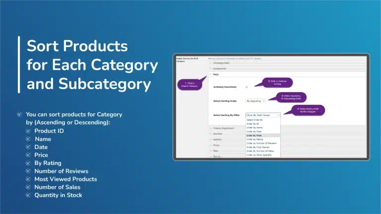 Sort Products for Each Category and Subcategory WooCommerce