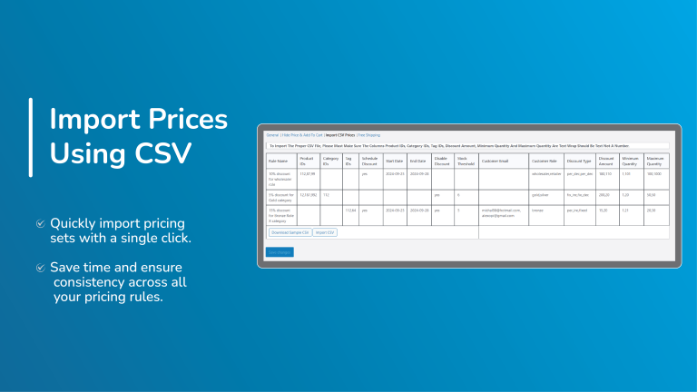 Import Prices Using CSV