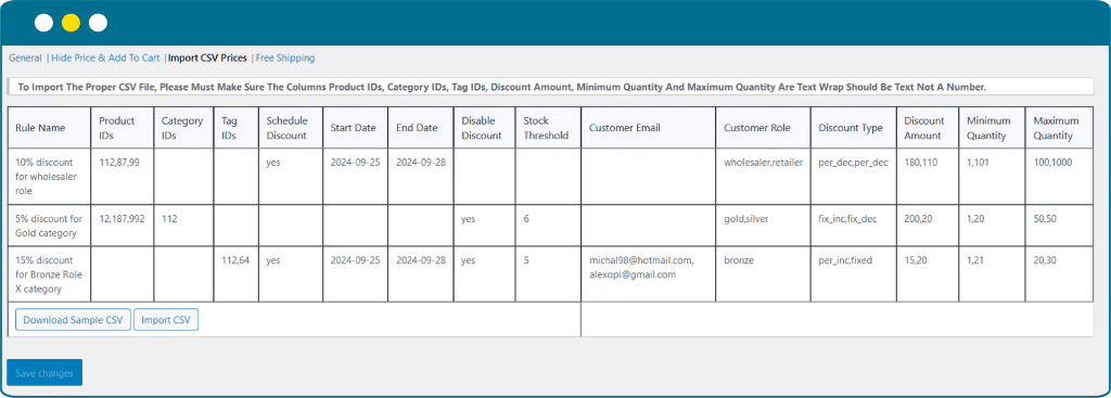 Import Prices in Bulk using CSV