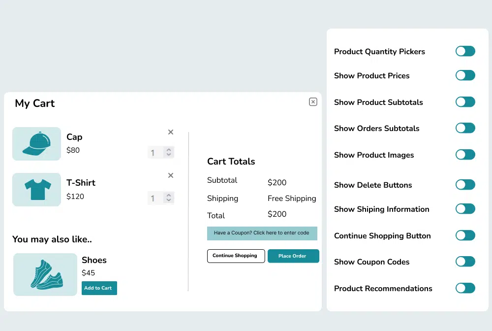 Select Content to Display on Cart WooCommerce