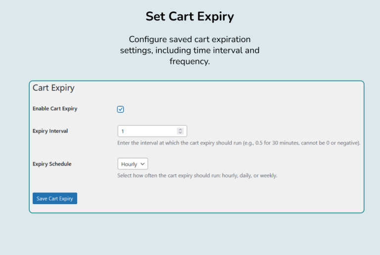 Set Saved Cart Expiry