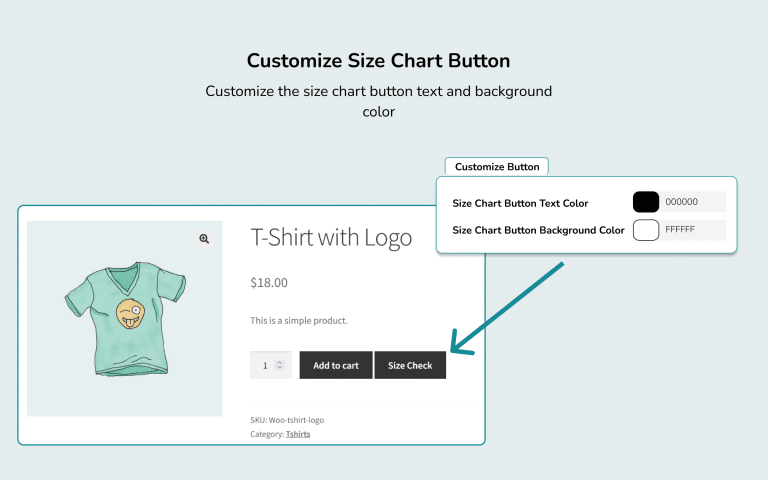 Customize WooCommerce Size Chart Button