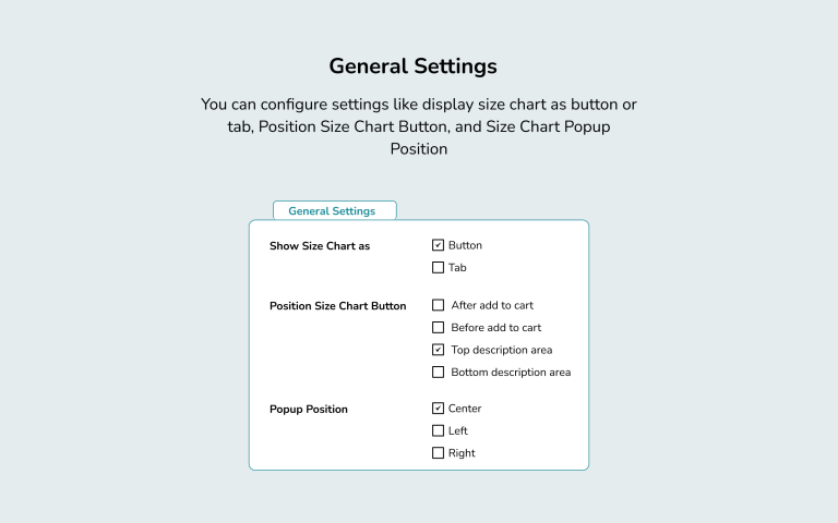 More Settings for WooCommerce Size Chart