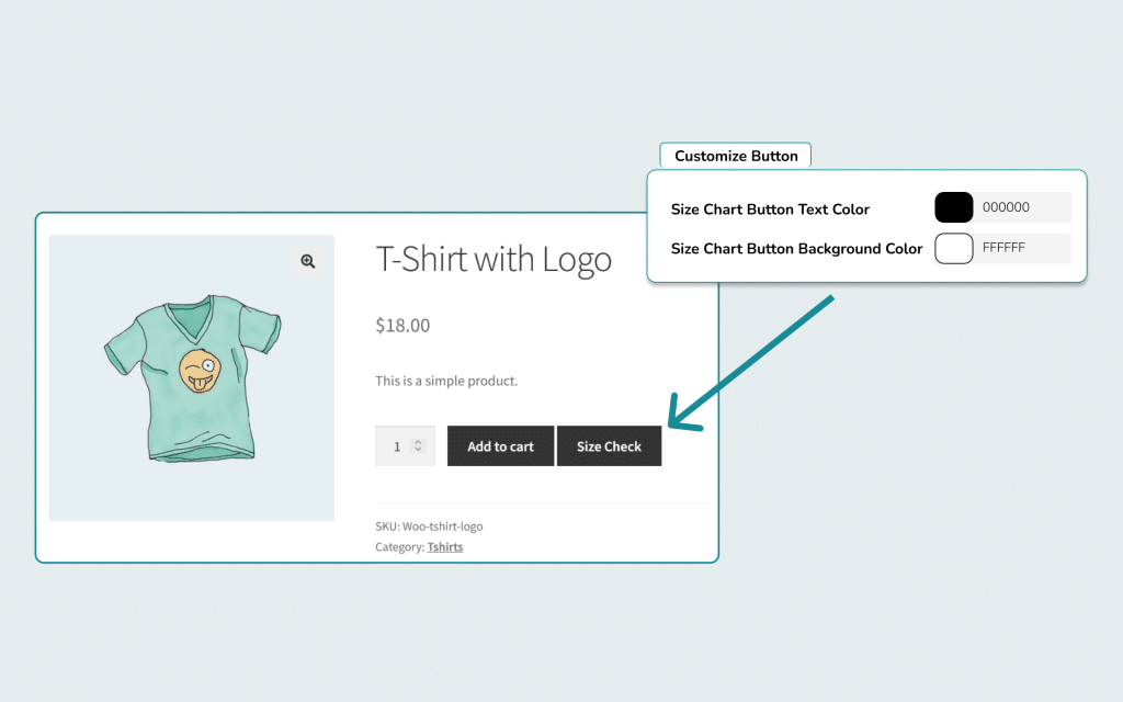 WooCommerce Size Chart Button Customization