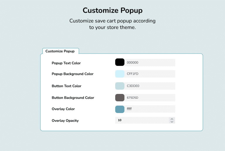 Customize Share Cart Popup WooCommerce