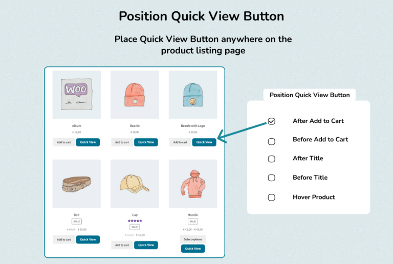 Place Quick View Button for WooCommerce