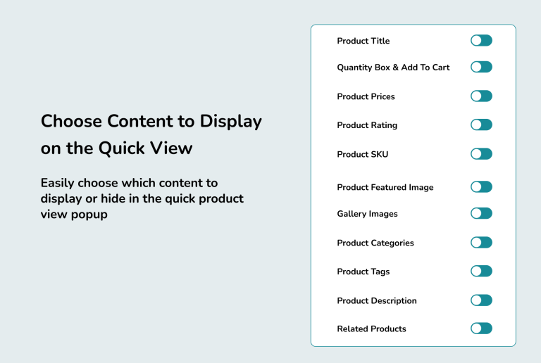 Show/Hide Content on Quick View Popup for WooCommerce