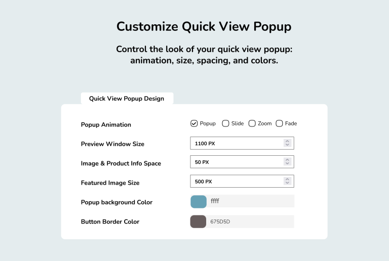 Customize Quick View for WooCommerce Popup