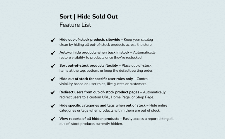 Sort or Hide Out of Stock for WooCommerce Features