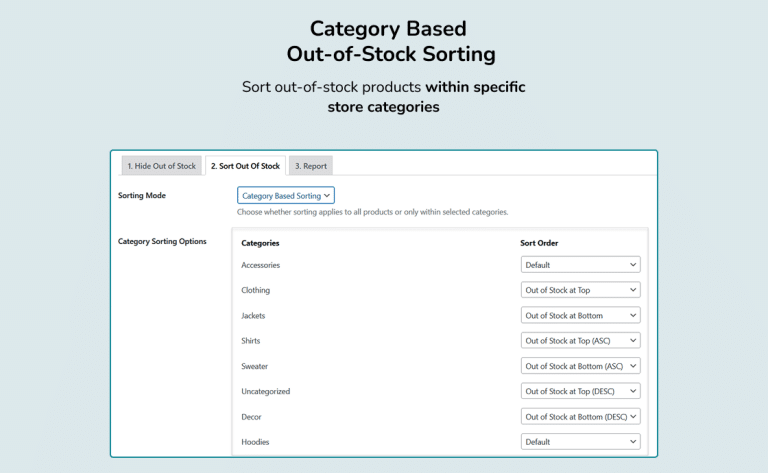 Sort WooCommerce Out of Stock for Specific Categories