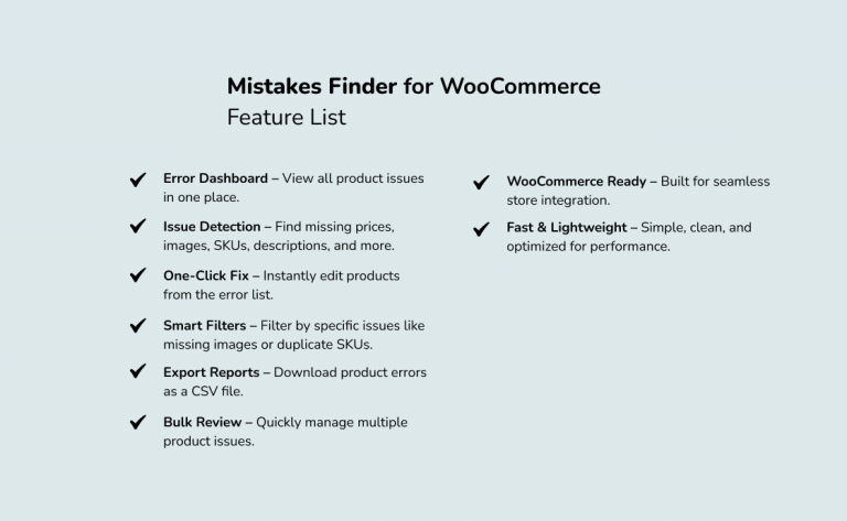 Mistake Finder for WooCommerce