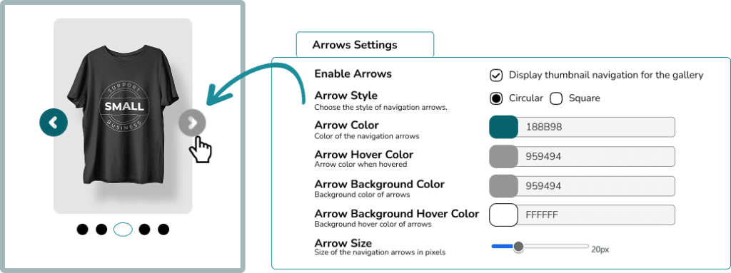 Arrows Settings for WooCommerce Gallery Slider