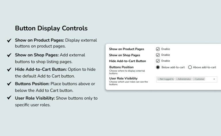 External Links Button for WooCommerce Display Controls
